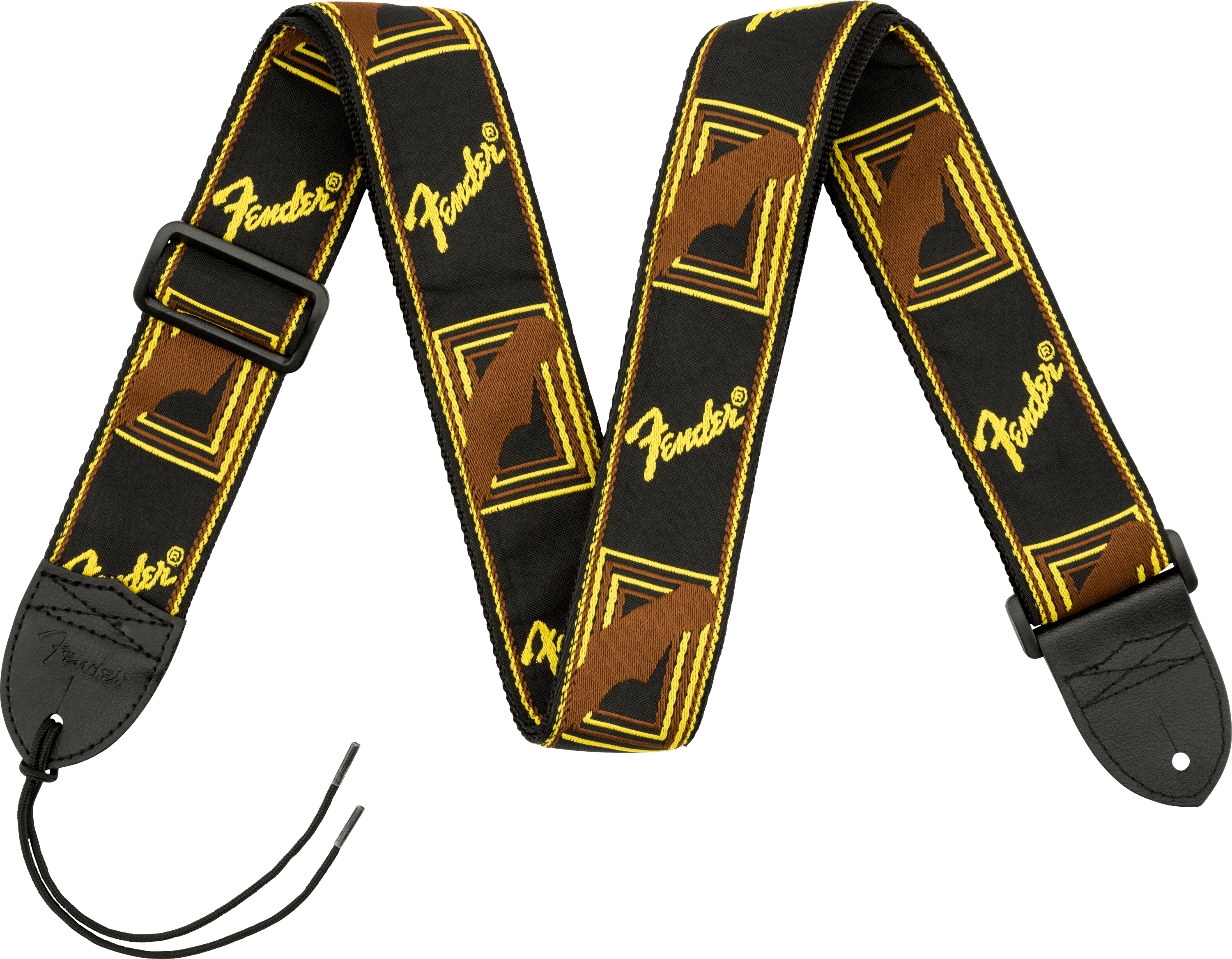 Fender Straps // Monogrammed Strap, Black/Yellow/Brown, 2"