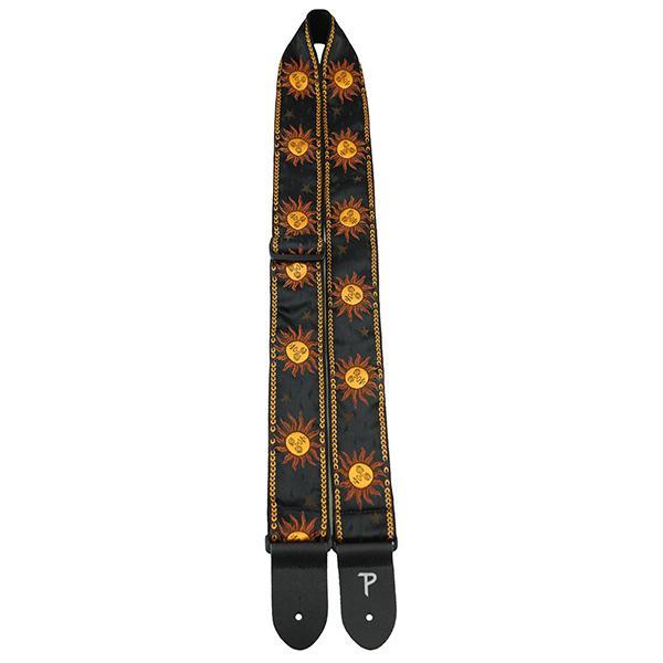 PERRI’S Leathers - 2" YELLOW SUNS ON BLACK JACQUARD WITH LEATHER ENDS – Image 1