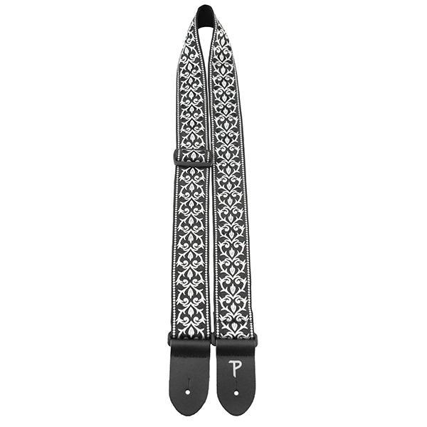 PERRI’S Leathers - 2" BLACK / WHITE TRIBAL JACQUARD WITH LEATHER ENDS
