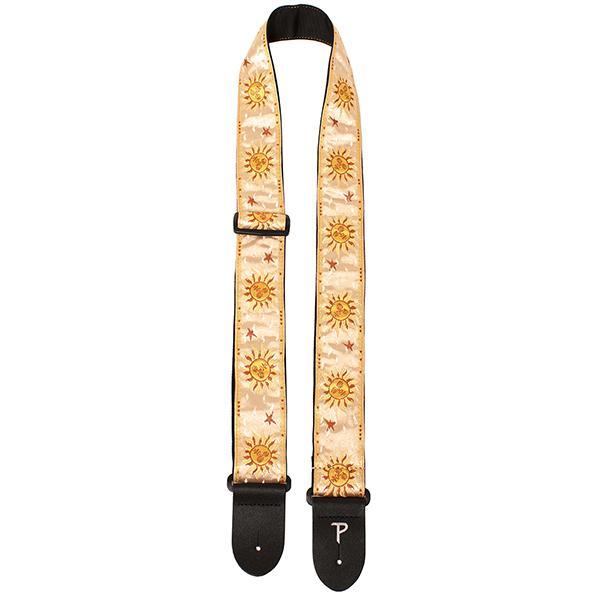 PERRI’S Leathers - 2" YELLOW SUNS ON WHITE JACQUARD WITH LEATHER ENDS