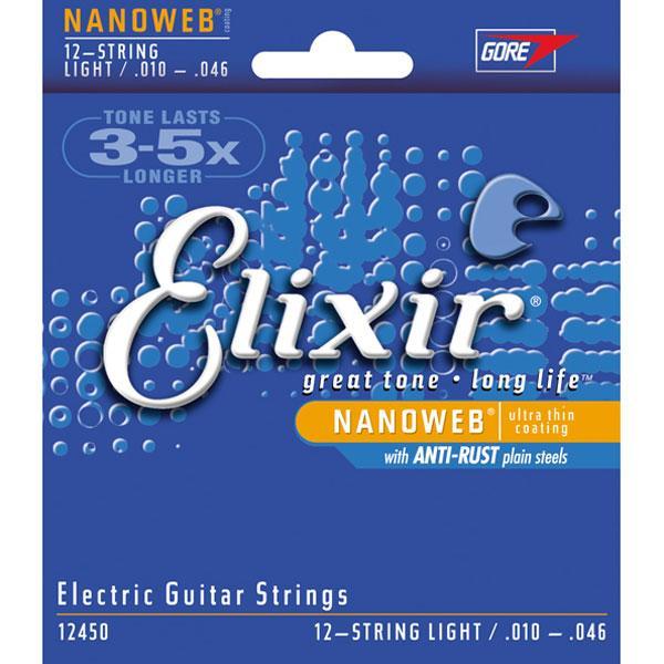 Elixir - El. NANOWEB 12-String Coating .010-.046 Plated Plain Steel, Light