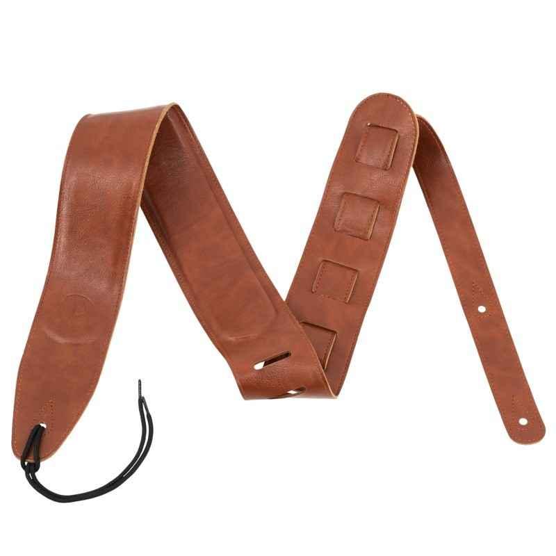 SANGLES PRODIPE GUITARES & BASSE CUIR Marron Recto Verso Rembourrée 5mm – Image 1