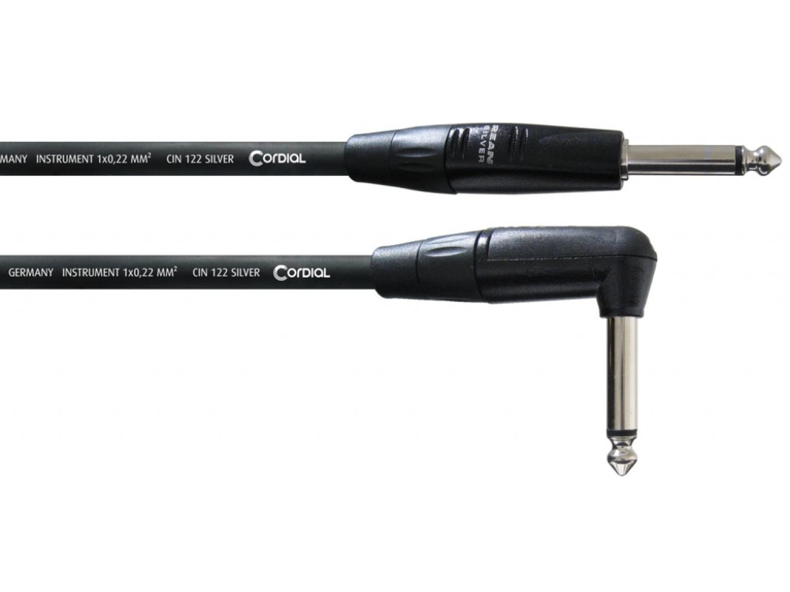 CORDIAL CII 3 PR câble instrument SilverLine, 3m, Jack - Jack coudé – Image 1