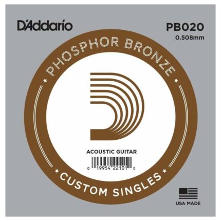 D'Addario Corde seule avec filet de bronze phosphoreux pour guitare acoustique D'Addario PB020, .020