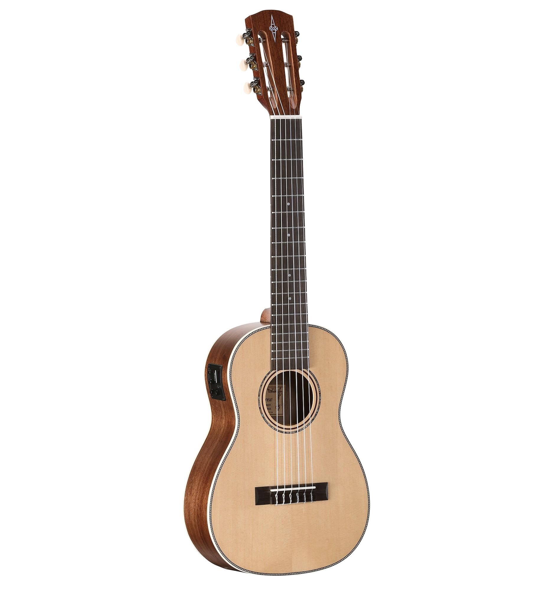 ALVAREZ AU70WBE/6 Natural Satin Baritone/6 String Travel Guitar, AUE20 EQ with Tuner – Image 1