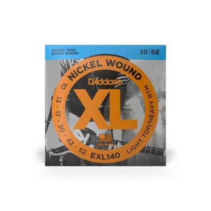 D'Addario Cordes en nickel pour guitare électrique D'Addario EXL140, Light Top/Heavy Bottom, 10-52, 1 Jeux