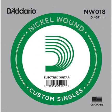 D'Addario Corde seule avec filet en nickel pour guitare électrique D'Addario NW018, .018