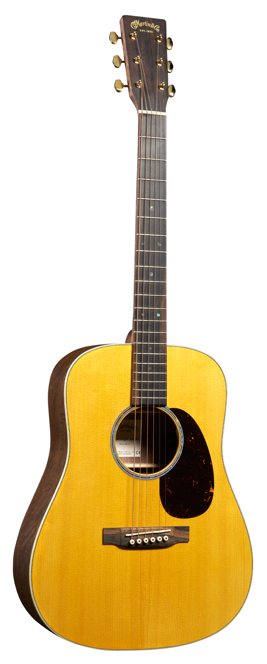 Martin Guitar DJrE Black Walnut Junior Series MX Solid Spruce Top Black Walnut Back and Sides Satin Martin E1 electronics Gig Bag Included – Image 1