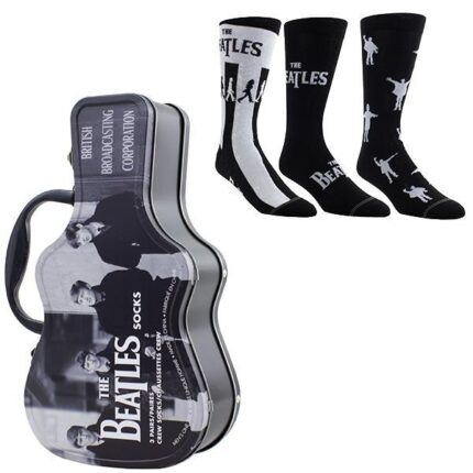 PERRI's THE BEATLES Guitar Tin Box - Three Pairs Socks (Socks=ONE SIZE)