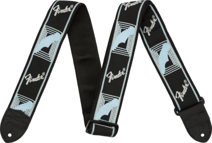 Fender Straps // Monogrammed Strap, Black/Light Grey/Blue, 2"