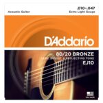 D'Addario Cordes en bronze pour guitare acoustique D'Addario EJ10, Extra Light, 10-47