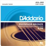D'Addario Cordes en Bronze Phosphoreux pour Guitare Acoustique D'Addario EJ16 Light 12-53 1-Jeux