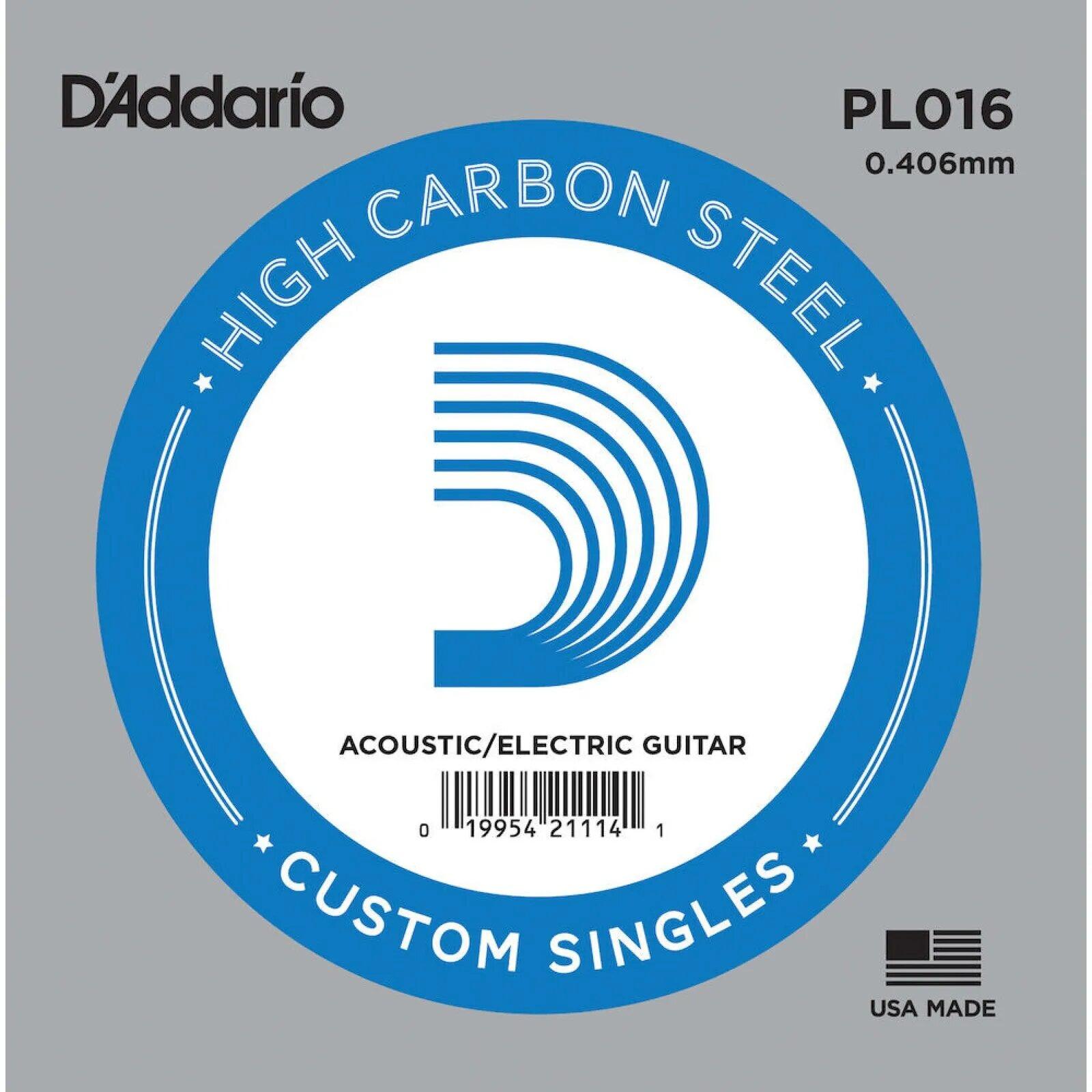 D'Addario Corde seule en acier pur pour guitare D'Addario PL016, .016 – Image 1