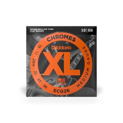D'Addario Cordes à filet plat pour guitare électrique D'Addario Chromes ECG26, Medium, 13-56