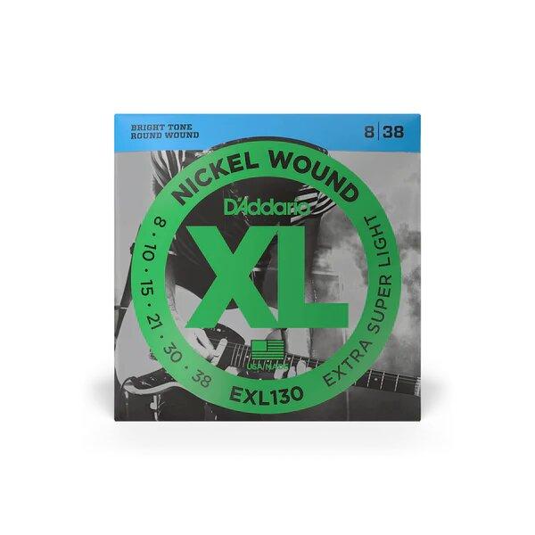 D'Addario Cordes en nickel pour guitare électrique D'Addario EXL130, Extra Super Light, 8-38 – Image 1