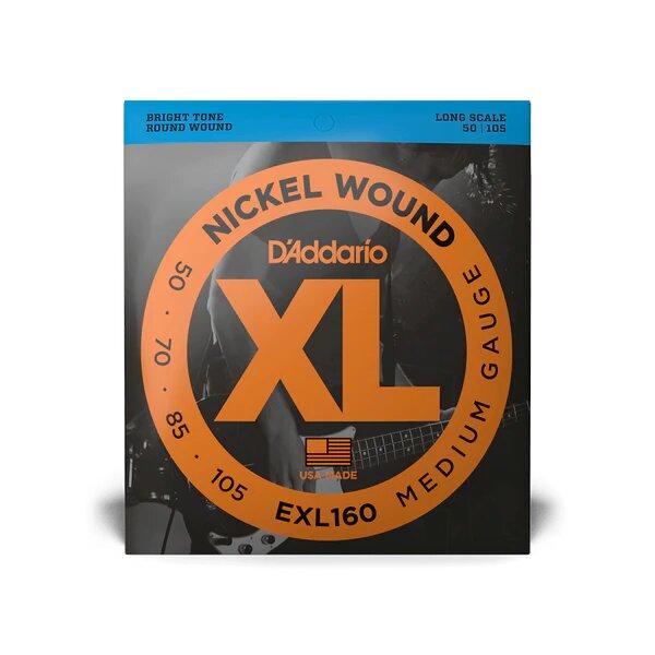 D'Addario Cordes en nickel pour basse D'Addario EXL160, Medium, 50-105, cordes longues – Image 1