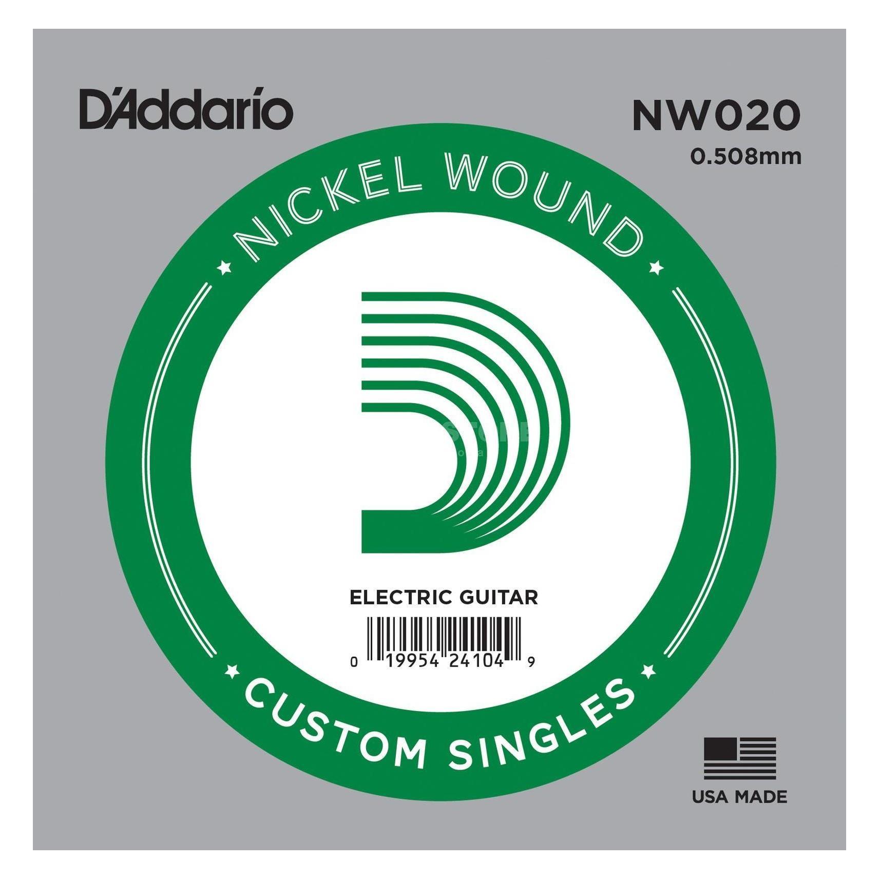 D'Addario Corde seule avec filet en nickel pour guitare électrique D'Addario NW020, .020 – Image 1