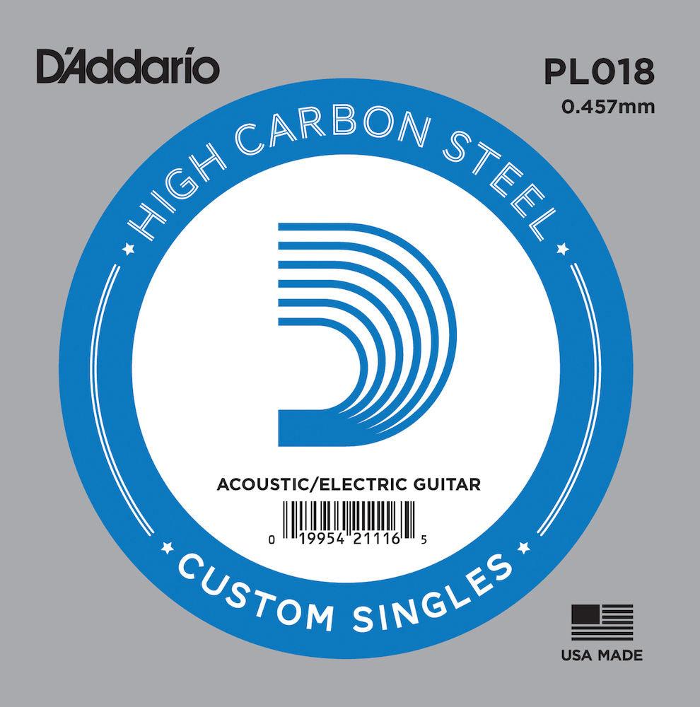 D'Addario Corde seule en acier pur pour guitare D'Addario PL018, .018 – Image 1