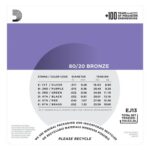 D'Addario Cordes en bronze pour guitare acoustique avec revêtement D'Addario EJ13, 80/20, Custom Light, 11-52 – Image 3