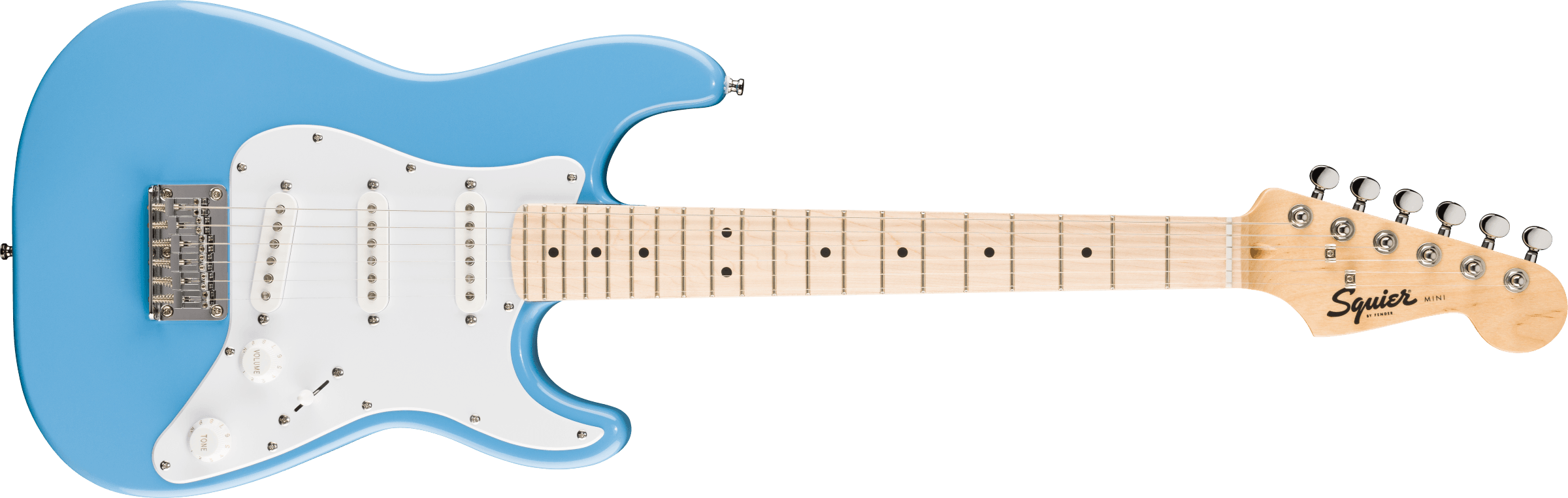Squier Mini Stratocaster®, Maple Fingerboard, White Pickguard, California Blue – Image 1
