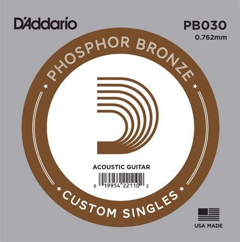 D'Addario Corde seule avec filet de bronze phosphoreux pour guitare acoustique D'Addario PB030, .030 – Image 1