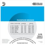D'Addario Cordes en Bronze Phosphoreux pour Guitare Acoustique D'Addario EJ16 Light 12-53 1-Jeux – Image 3