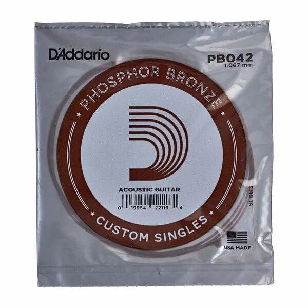 D'Addario Corde seule avec filet de bronze phosphoreux pour guitare acoustique D'Addario PB042, .042 – Image 1