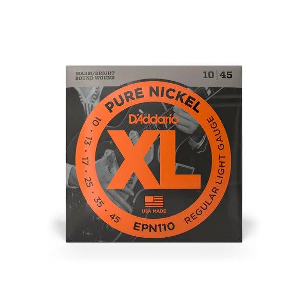 D'Addario Cordes en nickel pur pour guitare électrique D'Addario EPN110, Regular Light, 10-45 – Image 1