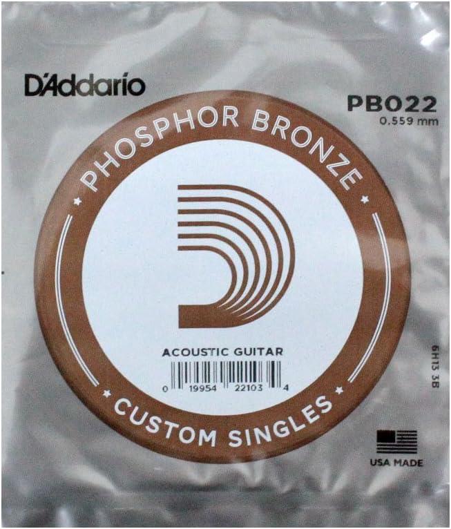 D'Addario Corde seule avec filet de bronze phosphoreux pour guitare acoustique D'Addario PB022, .022 – Image 1
