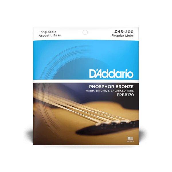 D'Addario Cordes en bronze phosphoreux pour basse acoustique D'Addario EPBB170, cordes longues, 45-100 – Image 1