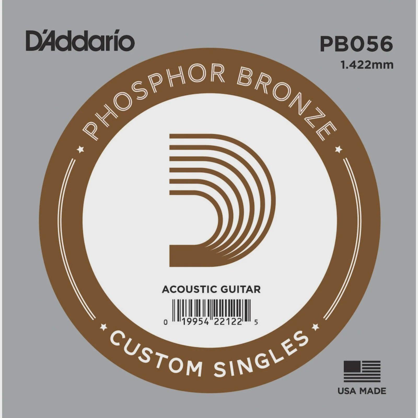 D'Addario Corde seule avec filet de bronze phosphoreux pour guitare acoustique D'Addario PB056, .056 – Image 1