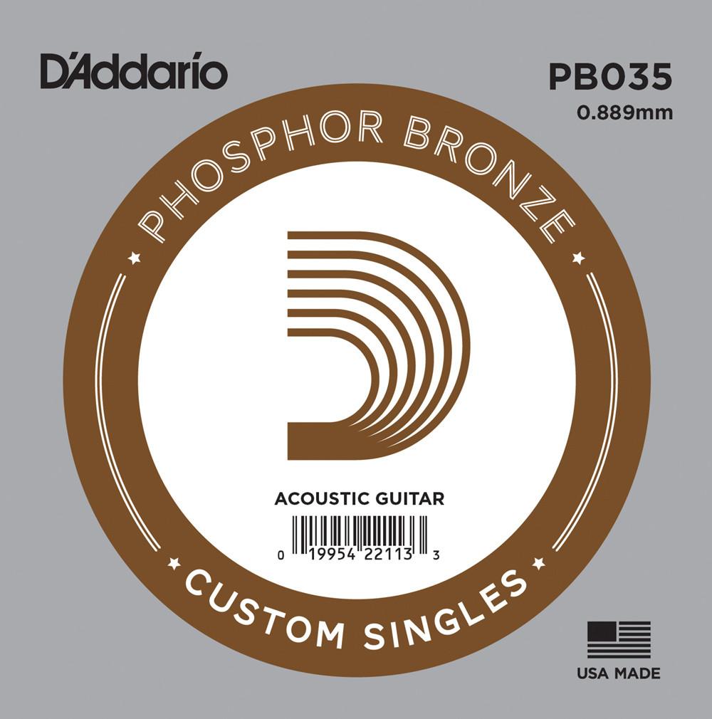 D'Addario Corde seule avec filet de bronze phosphoreux pour guitare acoustique D'Addario PB030, .035 – Image 1