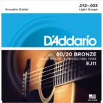 D'Addario Cordes en bronze pour guitare acoustique D'Addario EJ11, 80/20, Light, 12-53