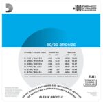 D'Addario Cordes en bronze pour guitare acoustique D'Addario EJ11, 80/20, Light, 12-53 – Image 3