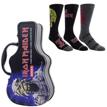 IRON MAIDEN Guitar Tin Box - Three Pairs Socks (Socks=ONE SIZE)