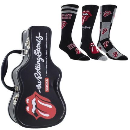 THE ROLLING STONES Guitar Tin Box - Three Pairs Socks (Socks=ONE SIZE)